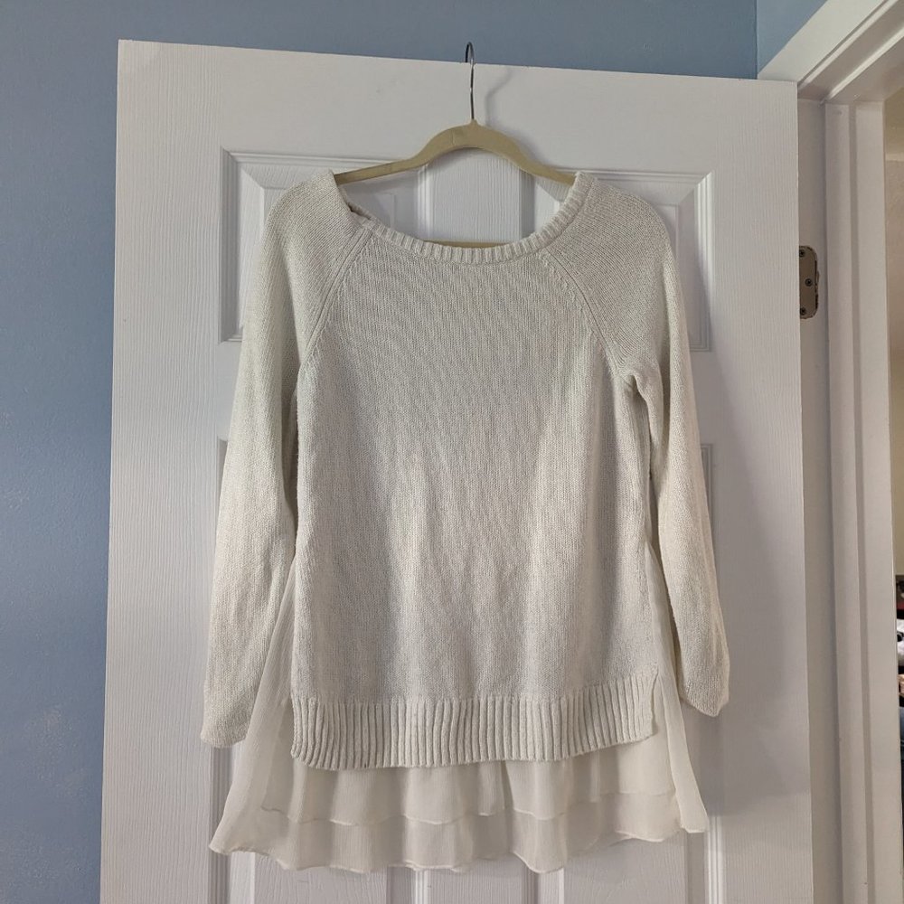 Sparkle Sweater with Chiffon Ruffles LC size small